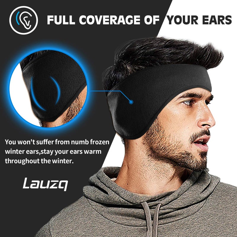 Lauzq Winter Fleece Ear Warmers Muffs Headband for Men Women Kids Ski Running Cycling - Image 2